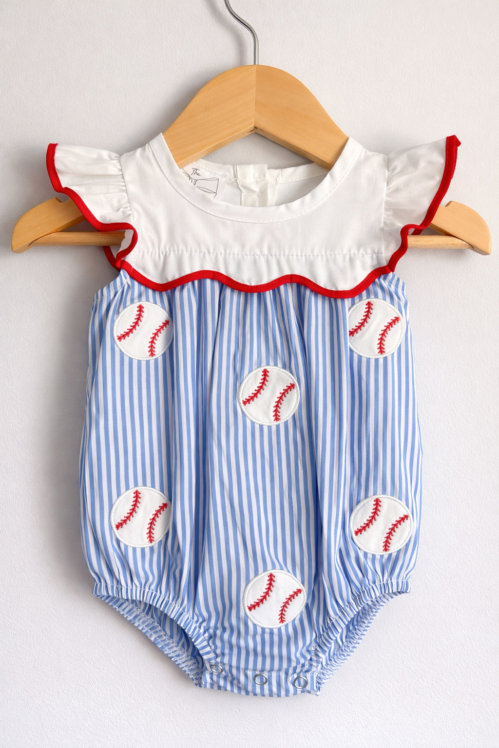 Baseballs & Stripes Collared Infant Romper