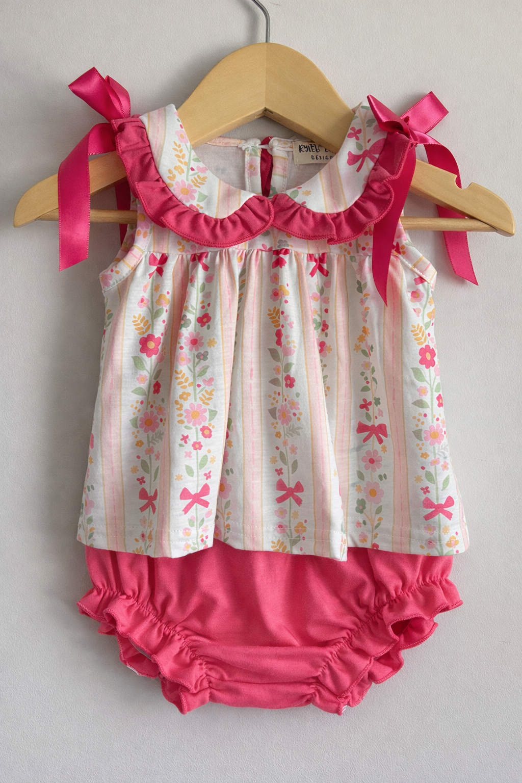 Spring Bow Ruffle Baby Girl Bloomer Set