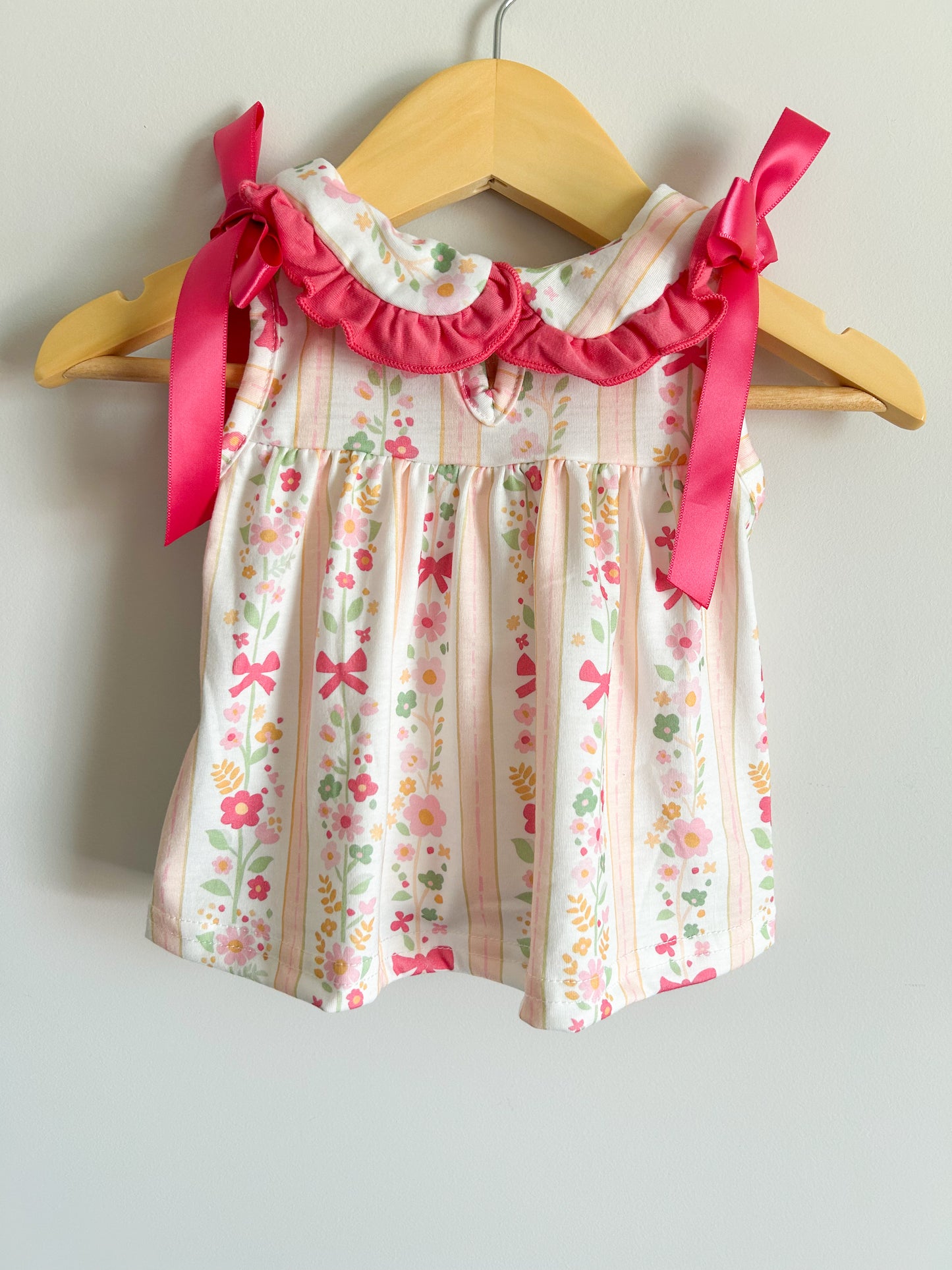 Spring Bow Ruffle Baby Girl Bloomer Set