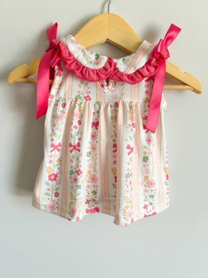 Spring Bow Ruffle Baby Girl Bloomer Set