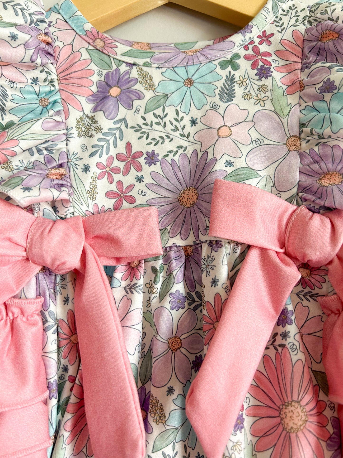 Floral Ruffle Bottom Baby Girls Romper