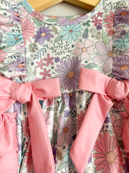 Floral Ruffle Bottom Baby Girls Romper