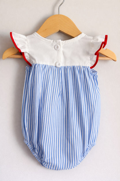 Baseballs & Stripes Collared Infant Romper
