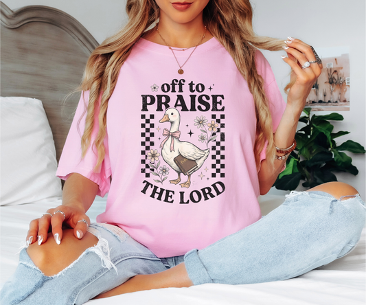 Off To Praise The Lord Goose Tee