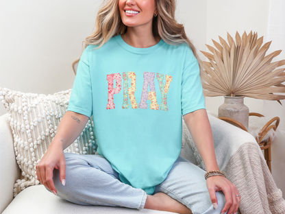 FINAL SALE Pray Faux Quilt Comfort Colors Tee