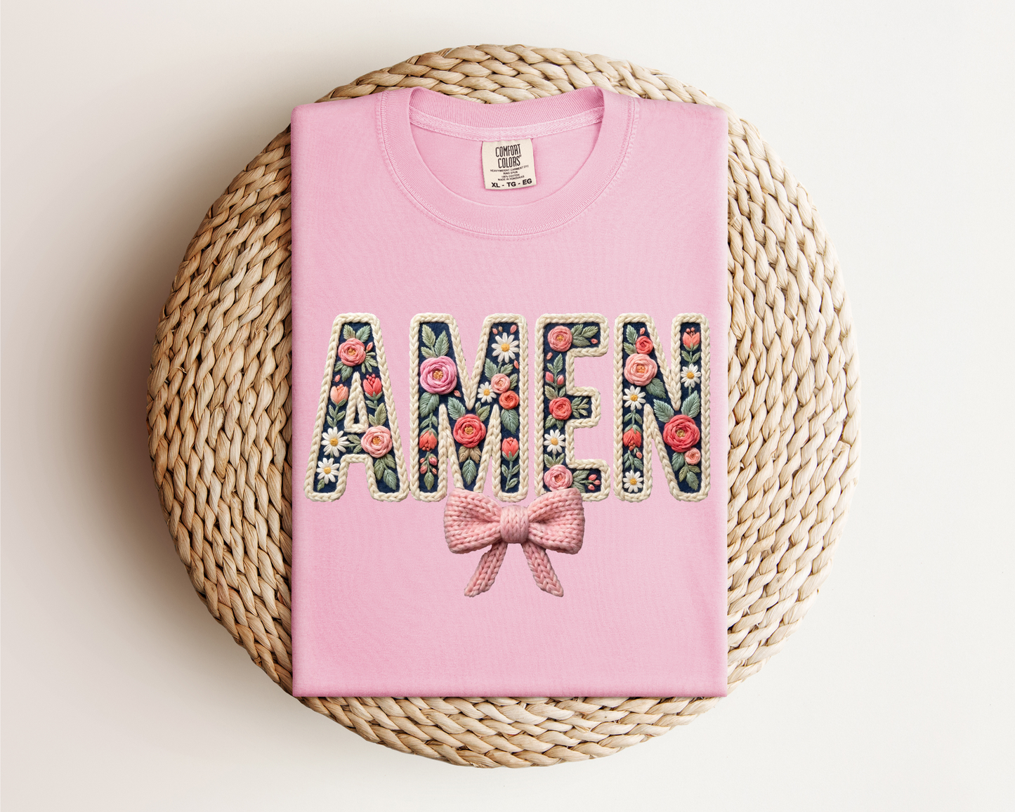 FINAL SALE Amen Floral Faux Knit Comfort Colors Tee