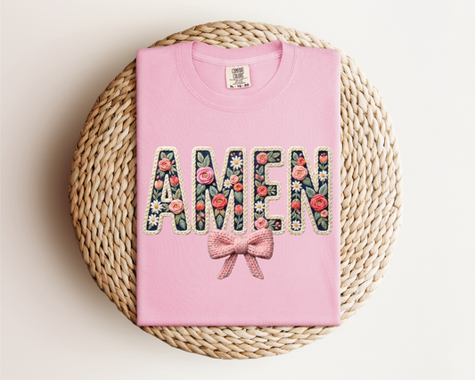 FINAL SALE Amen Floral Faux Knit Comfort Colors Tee