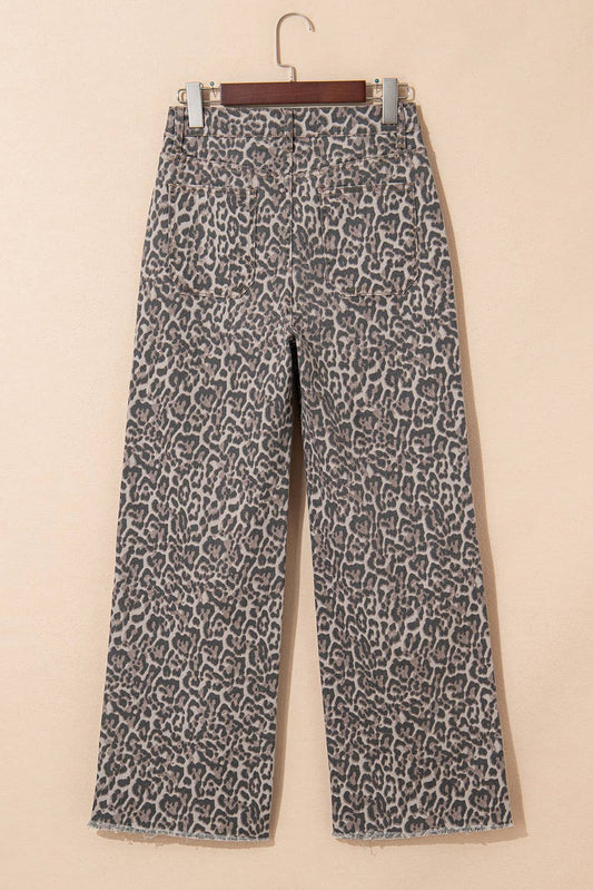 Leopard Wide Leg High Waist Jeans