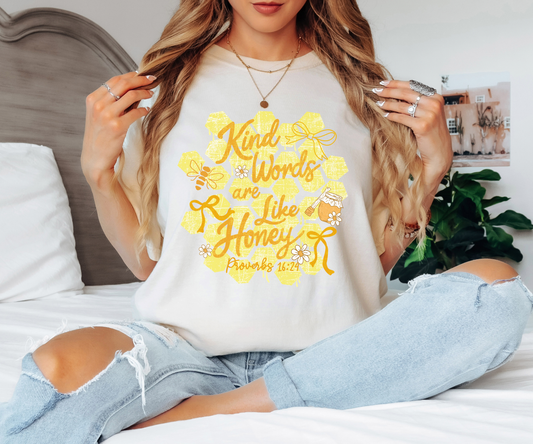 FINAL SALE Kind Words Are Like Honey Comfort Colors Tee