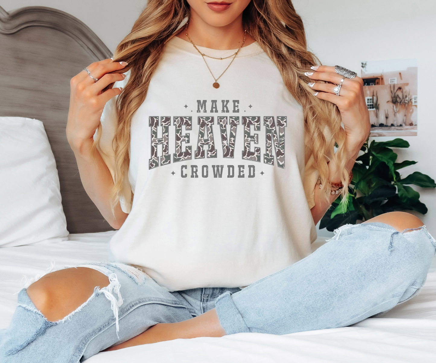 FINAL SALE Make Heaven Crowded Camo Comfort Colors Tee